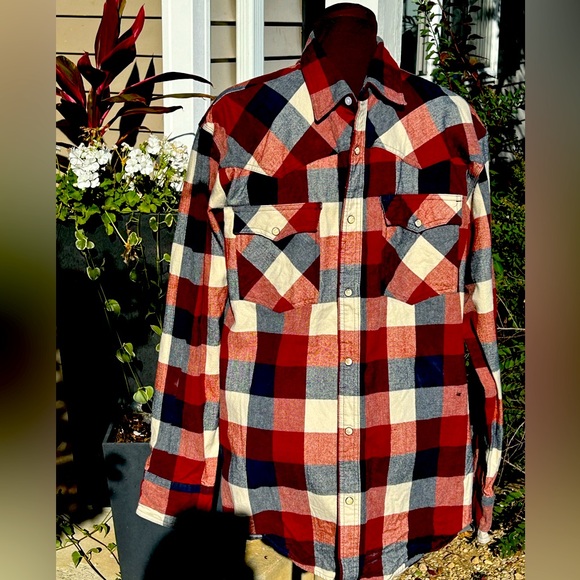 NWOT WORK ‘N SPORT sXL men’s flannel Super thick, soft flannel w/rust/navy plaid - Picture 1 of 5